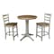 International Concepts Round 30 in Rd Ped Gathering Ht Table, 2 Emily Counter Ht Stools, Hickory/Stone, 30 in W, 30 in L K41-30RT-27B-S6172-2 - alternate 1